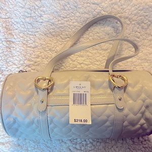 Lovcat gray and gold heart quilted small bag